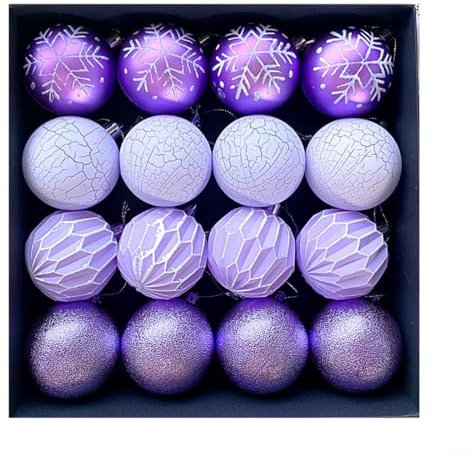 Weihnachtskugel-Ornament-Set, 16 Stück, 6 cm, bunte Weihnachtsbaumschmuck, bruchsichere Kugeln, Feiertagsparty-Dekoration (lila)