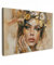 MuchoWow© Impression sur Toile Decoration Murale Peinture 120x80 cm Tableaux Decoratifs Muraux Déco Chambre Tableau Salon Femme - Fleurs - Or - Portrait