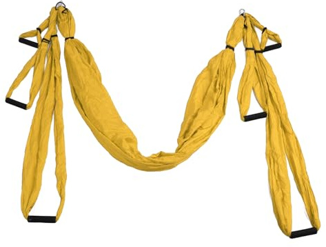 GYZOUKA Aerial Yoga Schaukel Set Polyester Baumwolle Yoga Stretching Strap Einstellbar Verbessern Flexibilität Aerial Hängematte Yoga Hängematte (Gelb)