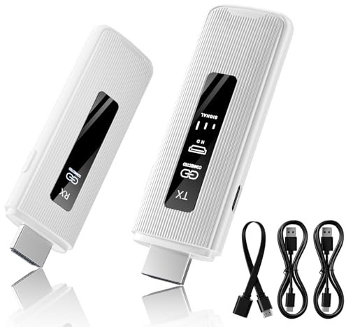 ICZI Émetteur et récepteur Hdmi sans Fil,décodage 4K 1080P, Extension HDMI avec écran LED,Portée de 50M, 2,4G/5G,pour Ordinateur Portable, PC vers TV HD, Projecteur,Plug & Play,Blanc