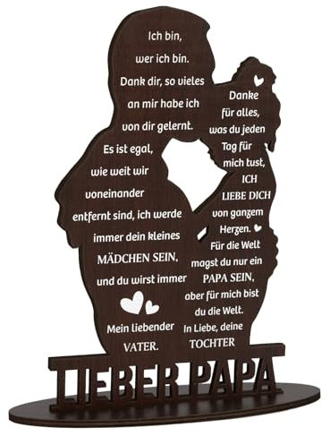BETESSIN Geschenke für Papa von Tochter - Liebe Papa Holzschild mit Basis - Vater Tochter Geschenk zum Geburtstag - Vatertagsgeschenk & Geburtstagsgeschenk für Papa