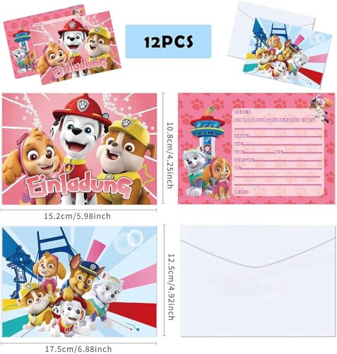 ZeiLaBang Kakadi 12 Stücke Einladungskarten Kindergeburtstag,12 Umschläge,12 Tattoo Aufkleber,Deutsche Einladungskarten,Partyeinladungen Einladungen Kinder,Geburtstag Einladungskarten Junge Mädchen