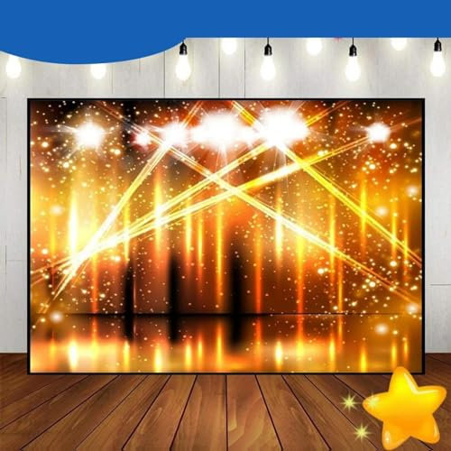 Bühne Goldener Geburtstag Banner Dekoration Musik Theater Fotostar Show Fotografie Kulissen Zeit 210X150cm