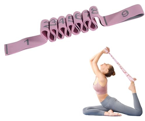 FENQURO Yoga Stretching Band, fitnessbänder, Fitnessbänder Band Yoga Stretch Gurt mit 9 Schlaufen, Hochelastischer Gymnastikband, Upgrade Erweitern Yoga Stretching Strap Effektives Dehnung(Rosa)