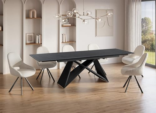 DecoInParis Table à Manger Extensible en céramique e Effet marbre Gabriel