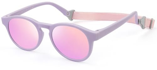 Beipegin Gafas de Sol Bebés Niño Niña,Polarizadas UV400 Protección Rayos Gafas Sol Montura Flexible con Banda Ajustable para Infantiles de 0 a 3 años