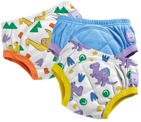 Bambino Mio British Brand (3 Pack) Training Pants for Toddlers Reusable Cloth Potty Pants Training Underwear, 2-3 Years, Brave Dinos, Baby and Toddler, Boys and Girls with Cross-Stitch