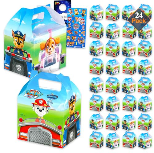 Paw Patrol Leckerli-Boxen-Set für Feiern – Bündel mit 24 Geschenkboxen für Geburtstage, Preise, plus Aufkleber, mehr, Paw Patrol Partygeschenke für Jungen, Mädchen