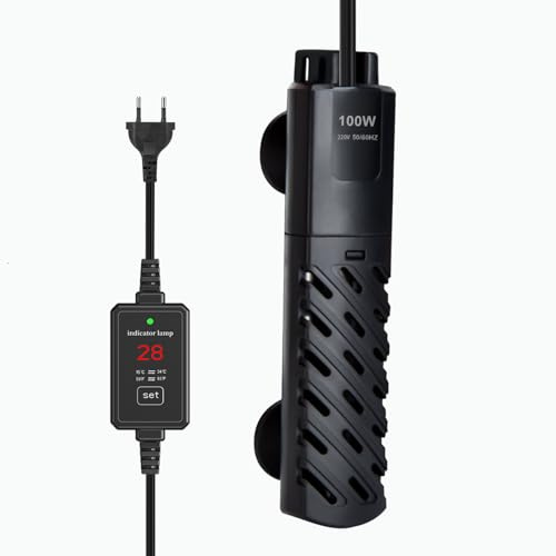 HUIZHOU Chauffage pour Aquariums, Chauffage réglable pour Aquariums (15-34 °C), 220 V 50/60 Hz Mini Chauffage pour Aquariums et bassins (50W)