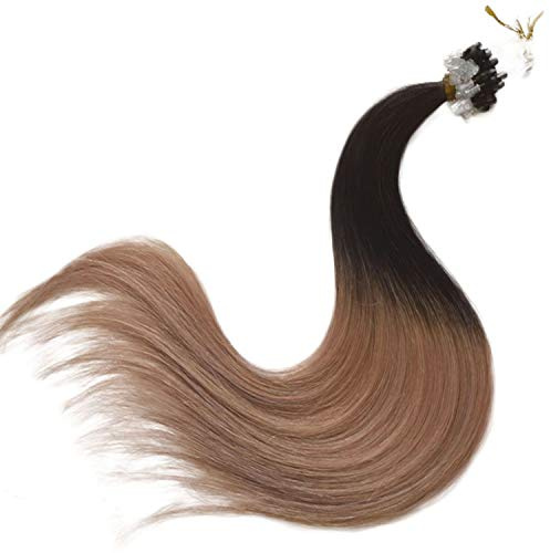 100s-80g-16 18 20 22 Micro Loop Ring Remy Human Hair Extensions-Grade AAA-Multi colors (#Ombre 2 to 12, Dark Borwn to Light Golden Brown, 16)