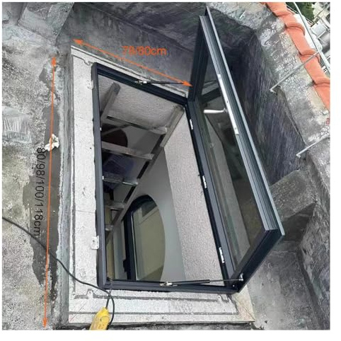 Oberlichter Und Dachfenster, Gehärtetes Glas + Rahmen Aus Aluminiumlegierung, Oberlicht Mit Manueller Belüftungstrennwand, Für Dach, Dachboden, Keller(118x78cm)