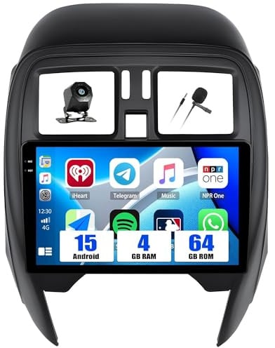 SIXWIN 4+64 Android 15 Autoradio pour Nissan Micra 2010-2013, avec Carplay Android Auto, IPS Écran Tactile 9’’ Poste Radio Voiture avec WiFi GPS Bluetooth 5.0 FM RDS Radio EQ+ Caméra de Recul