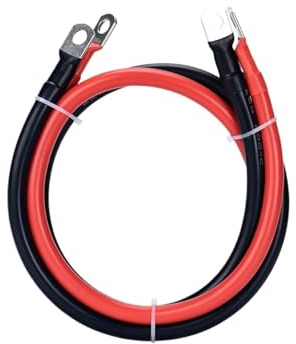 Set di cavi for batteria in silicone morbido ultra spesso 70mm2 95mm2 50mm2 10AWG 0AWG 00AWG 000AWG Cavo di collegamento in rame stagnato(Black,6 AWG - 16mm2,M8-50cm length)