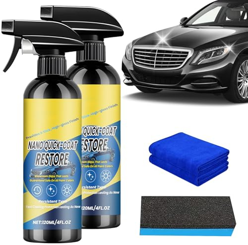 2PCS Nano Quick Effect Coating Agent, Coat Restore Ceramic Coating Car, Car Polish Spray Quick-Acting Coating Agent for Car Dust Proof and Glazing Effects Long-Lasting Car Showroom Gloss