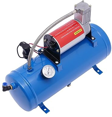Compresseur d'air 12 V pour voiture - Compresseur d'air 6 l - Pression de travail de 90 à 120 Psi - Pression 6 bar - Système de compresseur d'air intégré pour pneus, camions, SUV, vélos