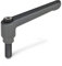 Ganter Normelemente | Verstellbare Klemmhebel mit Gewindeschraube - GN 300-78-M10-20-SW | Grifflänge: 78mm | Schraube Stahl brüniert | Griff Zink-Druckguss schwarz, kunststoffbeschichtet | 1 Stück