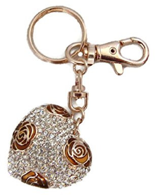 Signature Tiara Diamante Heart Shape keyring in Rose Gold