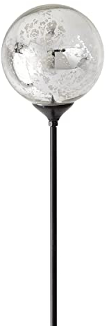 Loberon Dekostab 2er Set Cainan, dekorative Kugeln, mundgeblasen, stilvoller Gartenschmuck, Gartenzubehör, Gartendekoration, Glas, Eisen, antiksilber/schwarz