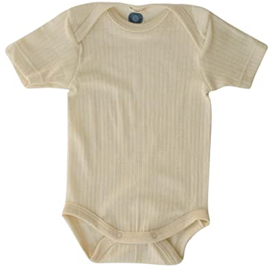 Cosilana Babybody Kurzarm 91052 BW/Wolle/Seide (Natur, 62-68)