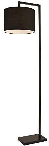 lux.pro Lampadaire Lampe à Pied avec Abat-Jour Métal et Tissu Noir 161 cm