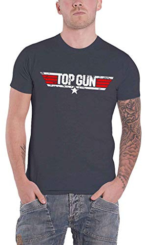 Top Gun Herren T-Shirt mit Distressed Logo, Marineblau, Regular, dunkelgrau, L