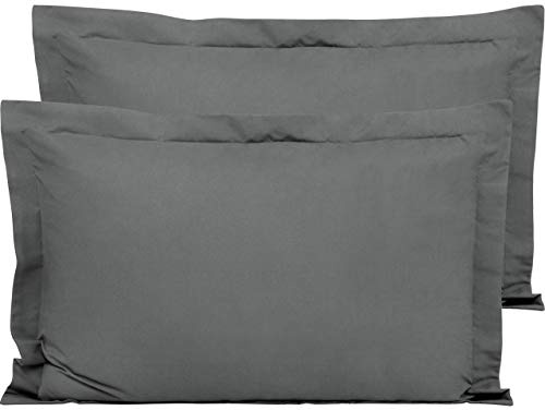 FLXXIE 2 Pack 100% Brushed Microfiber 1800 Oxford Pillowcases, Stain Fade and Wrinkle Resistant, Soft and Cozy King Oxford Pillow Cases | Hotel Quality Pillow Shams, Dark Grey, 50x90 cm