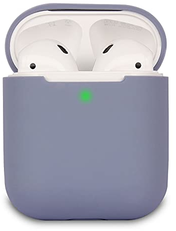 KOKOKA Schutzhülle Hülle Kompatibel mit AirPods 2, Silikon Schutzhülle Hülle für AirPods 2, LED an der Frontseite Sichtbar, Lavender Grey