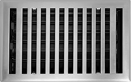 Madelyn Carter Contemporary Vent Cover, Solid Cast Brass Interior, Controls Air Flow, 6 x 14 inches (Overall Face: 7.25 x 15.5 inches), Brushed Nickel