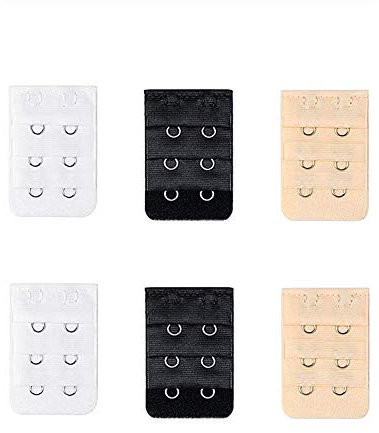 Wacnune 6Pcs Bra Extender Set of 2 Hooks Soft and Comfortable Women Bra Extensions (White, Black, Beige)