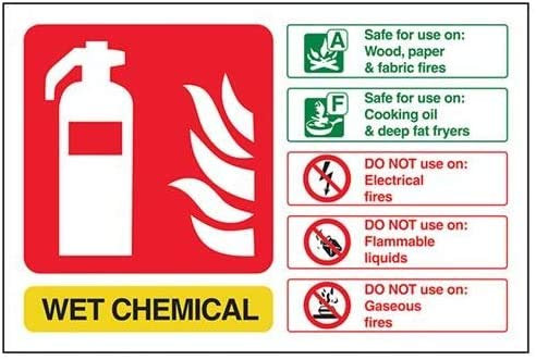 Landscape Self Adhesive Wet Chemical Fire Extinguisher Sign