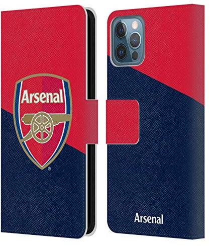 Head Case Designs Officially Licensed Arsenal FC Red & Blue Logo Crest 2 Leather Wallet Case Compatible With Apple iPhone 12 / iPhone 12 Pro