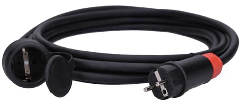 Voxura Schuko Gummi-Verlängerungskabel Schuko-Stecker-Kupplung Adapter Außenbereich Stromkabel Garten Baustelle Industrie Märkte 3-polig 230V H07RN-F 3x2,5 16/3 16A IP54 5m