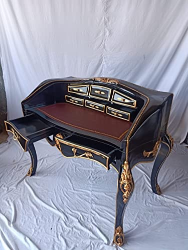 Königlicher Sekretär Barock Louis Seize Stil Renaissance Rokoko Farbe: schwarz mit Gold Schreibtisch Schminktisch Länge132xHöhe100xBreite80cm Nr.20