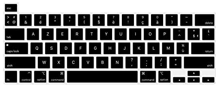 MiNGFi Protection Clavier Silicone Français AZERTY pour MacBook Pro 13 M1/M2 A2338 (2020–2023), A2289 (2020), A2251 (2020–2021), Pro 16 A2141 (2019–2021) US/ANSI - Noir