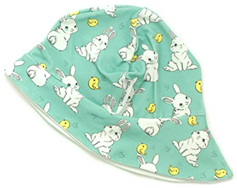 Kleine Könige Sonnenhut Sommer Mütze Baby Jungen · Modell Küken Häschen Kleiner Hase Mint, weiß · Ökotex 100 Zertifiziert · Größe 122/128