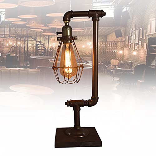KenSyuInt Holz Schreibtischlampen Vintage Metall Tischlampe Retro Industrial Nachtlicht für Schlafzimmer Wohnzimmer Home Art Display Cafe Studio Antique Décor E27 inkl Schalter ohne Leuchtmittel