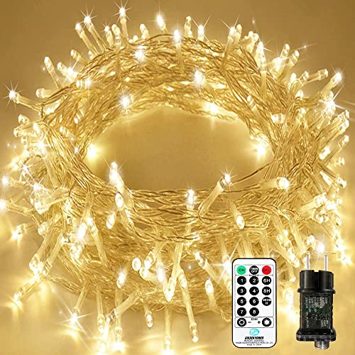 Led Lichterkette Strom 35M 300 LED mit Fernbedienung Timer Merkfunktion Lichterkette IP65 Wasserdicht für Innen und Außen,Niederspannung, Lichterkette für Party Weihnachten Garten Zimmer