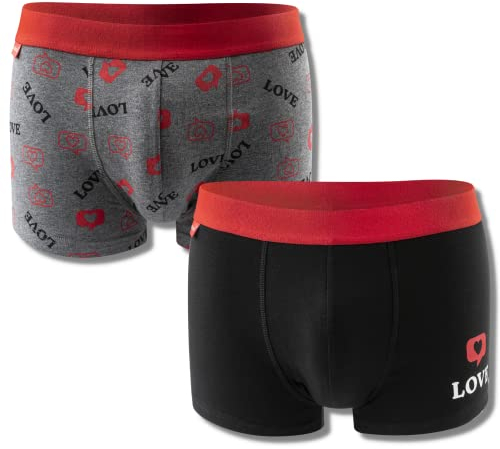 soxo Saint Valentin Calecon Homme Boxer Cadeaux Hommes Coton Cadeau Slip Original Gadget 2 Pack Set 2 M Love 2 Pièces