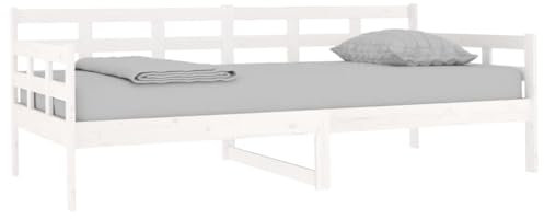 vidaXL Tagesbett Gästebett Sofabett Sofa Einzelbett Bett Bettsofa Bettgestell Bettrahmen Holzbett Schlafsofa Weiß Massivholz Kiefer 90x190cm