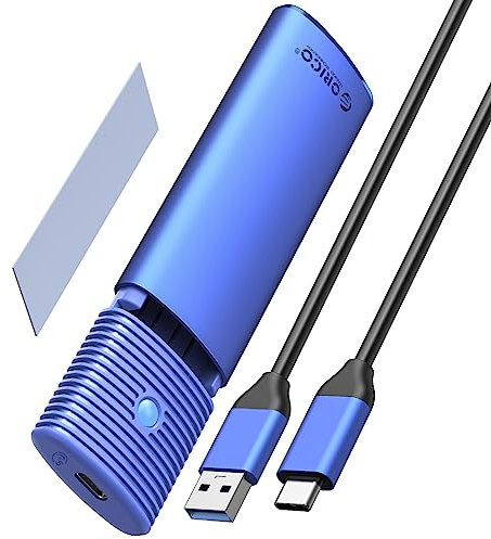 ORICO Aluminum M.2 SATA SSD Enclosure , Tool-Free 5Gbps USB C Adapter, USB 3.2 M.2 SATA Reader, External SSD Case for 4TB 2230/2242 /2260/2280 SATA-Based B-Key/B+M-Key SSDs(Not for NVMe)-PWM2-BL