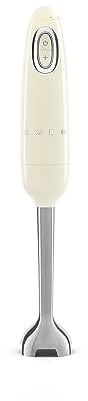 Smeg, Mixeur Plongeant HBF11CREU, Fonction Turbo et Système de Coupe Flowblend, avec Poignée Antidérapante, Range Cordon Intégré, Accessoires Non Inclus, Puissance 700W, Crème