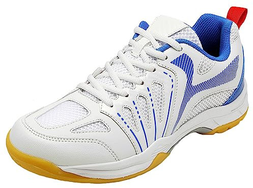 JiuQing Badminton Shoes Mens Womens Lightweight Tennis Pickleball Sneakers Breathable Damping Indoor Court Shoes,Blue,2.5 UK