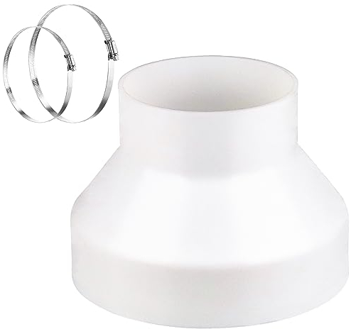 Prmape Reductor Tubo Campana Extractora 150 a 100mm, Reductor Universal Para Sistema De Ventilación con 2 Abrazaderas de Tubo, Adaptador 150mm a 100mm para Conectar Conductos Garantía