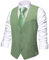 Hi-Tie Gilet de costume à carreaux uni et col en V pour homme, coupe ajustée, 3 poches, smoking formel, décontracté, pour mariage ou travail, vert sauge, XX-Large