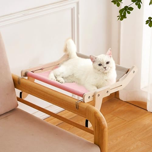 TOTHDATE Katze Fenstersitz für Wohnungskatzen, Holz Katze Fenster Sitzstangen Katze Fenster Hängematte für Fensterbänke Nachttische Balkon, Rosa