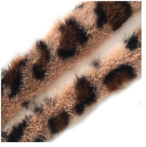 Rockreyoa 5 Stück 1M Kunstfell Bordüre Kunstpelz Band Plüsch Trim Plüschband Dekoband Buntes Kunstpelzbandbesätze für DIY Bastel Requisiten Hausschuhe Pantoffel Kragen Dekoration Leopard 1cm