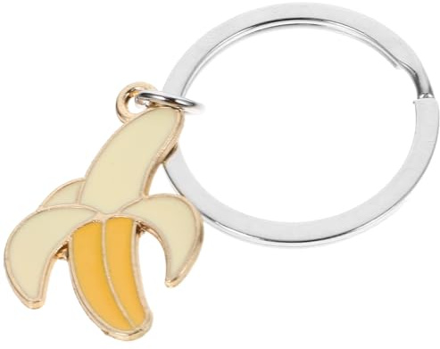 LIFKOME Bananen-Schlüsselanhänger Lustiger Anhänger Mit Ring Für Damen Modischer Taschenanhänger Für Handtasche Rucksack Autoschlüssel Und Schlüsselbund 5.50 X 2.50 X 0.20 cm