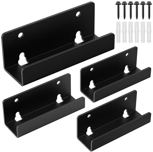 Difenni 4Pcs Ladder Hanger for Wall Steel Wall Mount Bracket Heavy Duty Ladder Hanger Garage Tile Hanger Bracket Billboard Hook Garage Wall Bracket Folding Chair Ladder Storage Tool (Black)