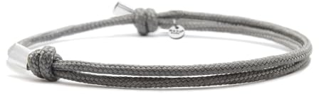 Nato Cuff - Paracord Armband 2mm und Silber 925 - Verstellbares Damen- oder Herrenschmuckstück entworfen und zusammengesetzt in Frankreich (Grau)