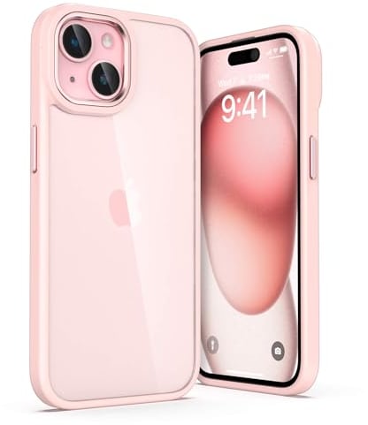 ULAK Coque Transparente pour iPhone 15, Anti-jaunissement Protection Robuste Transparente et résistante aux Chocs en TPU Souple, Coque de Protection légère pour iPhone 15 6,1 Pouces,Rose
